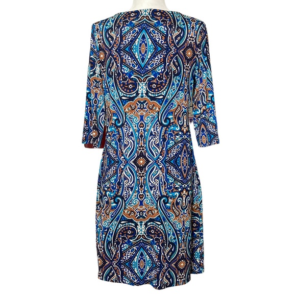 Gilli quarter length sleeves blue paisley print shift dress - Picture 11 of 15